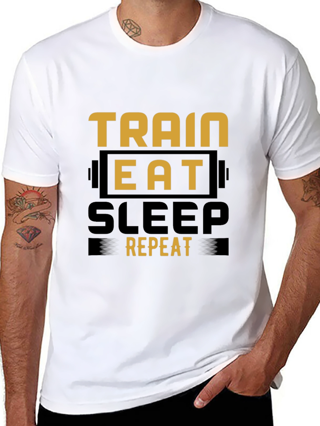 Train Eat Sleep Repeat Black Graphic Tee