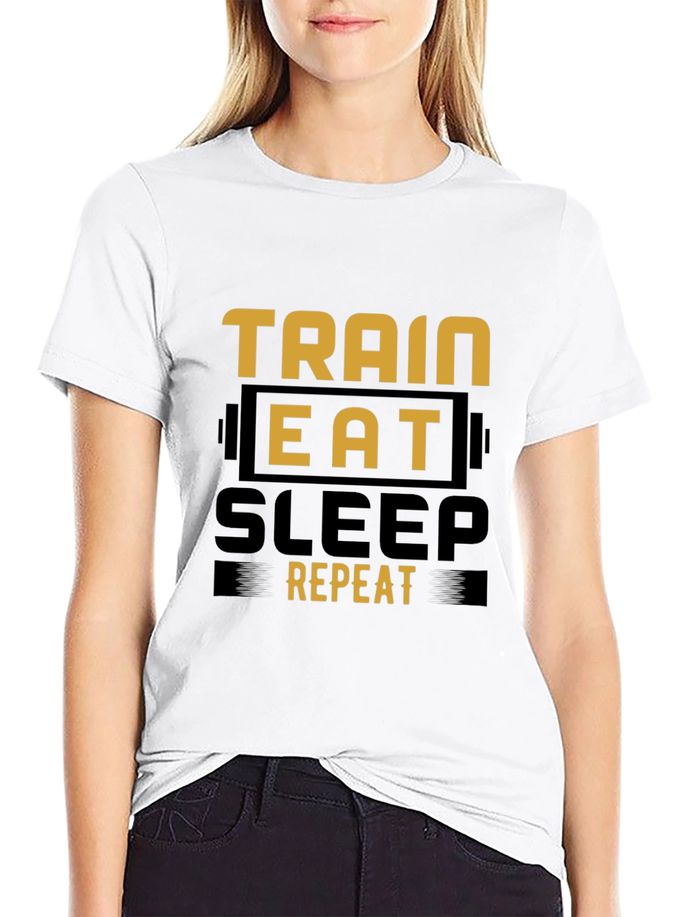 Train Eat Sleep Repeat Black Graphic Tee