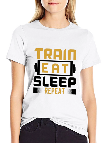 Train Eat Sleep Repeat Black Graphic Tee
