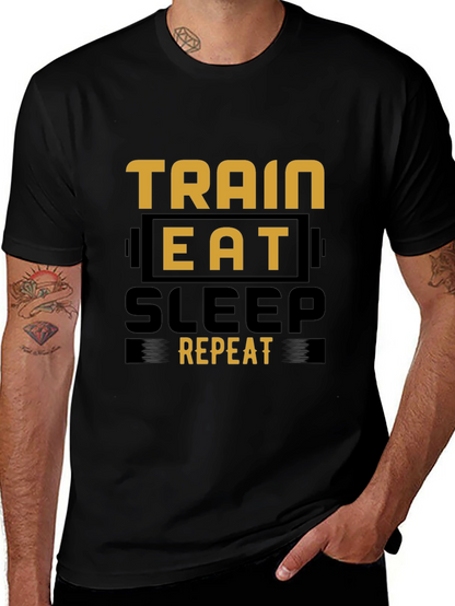 Train Eat Sleep Repeat Black Graphic Tee