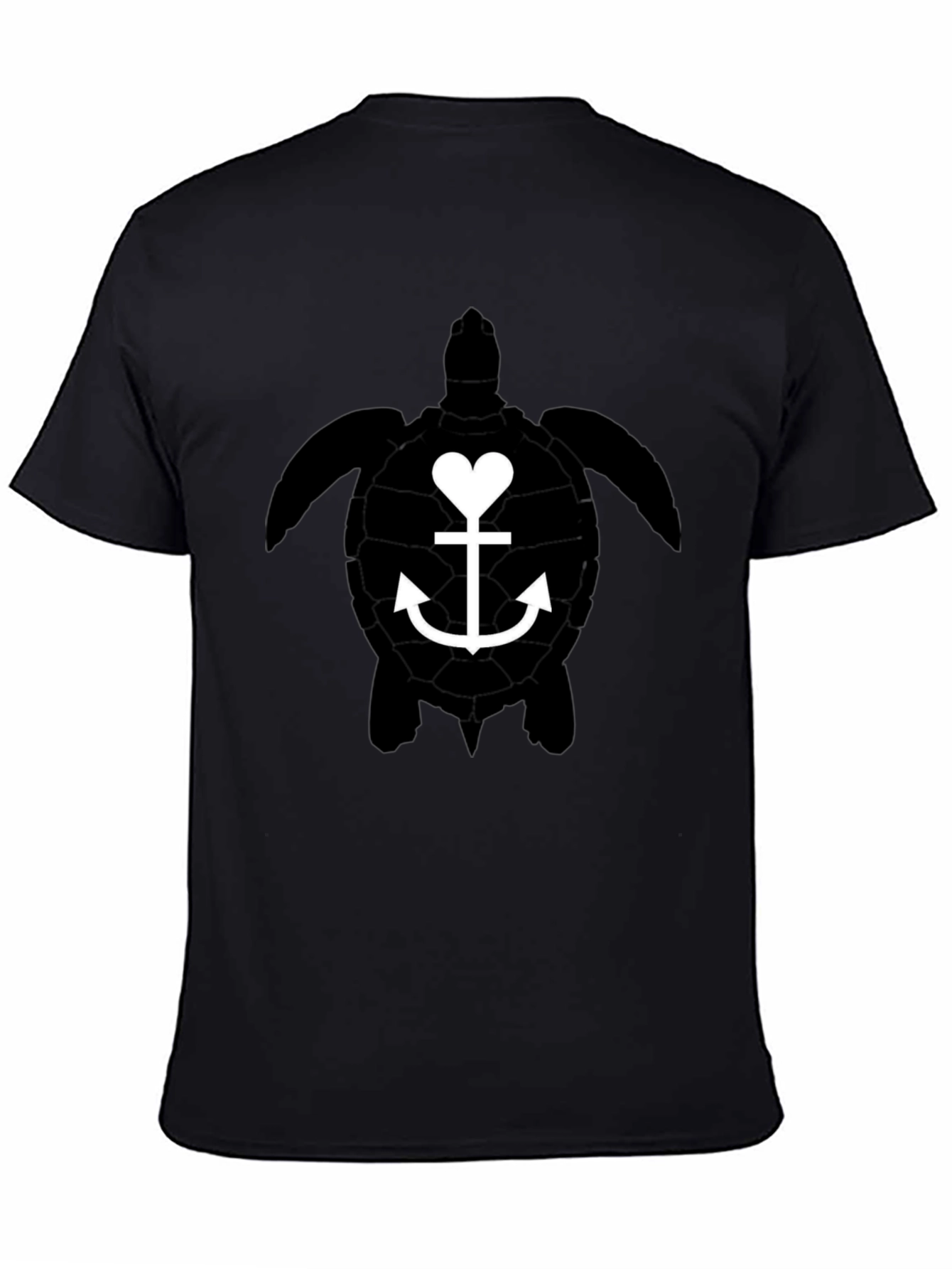 Turtle Anchor Heart Graphic Tee - Black