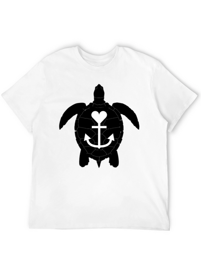 Turtle Anchor Heart Graphic Tee - Black