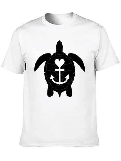 Turtle Anchor Heart Graphic Tee - Black