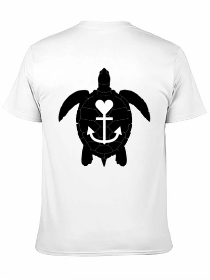 Turtle Anchor Heart Graphic Tee - Black