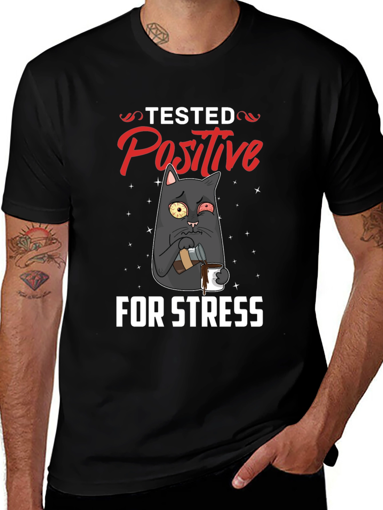 Stressed Cat T-Shirt - Tested Positive Design