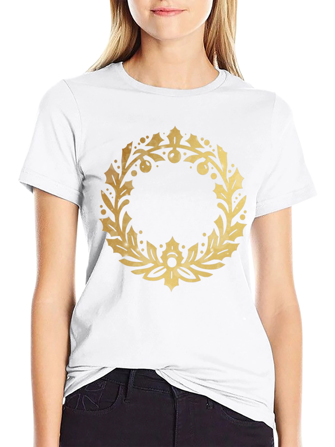 Gold Wreath Graphic Black T-Shirt