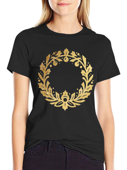 Gold Wreath Graphic Black T-Shirt