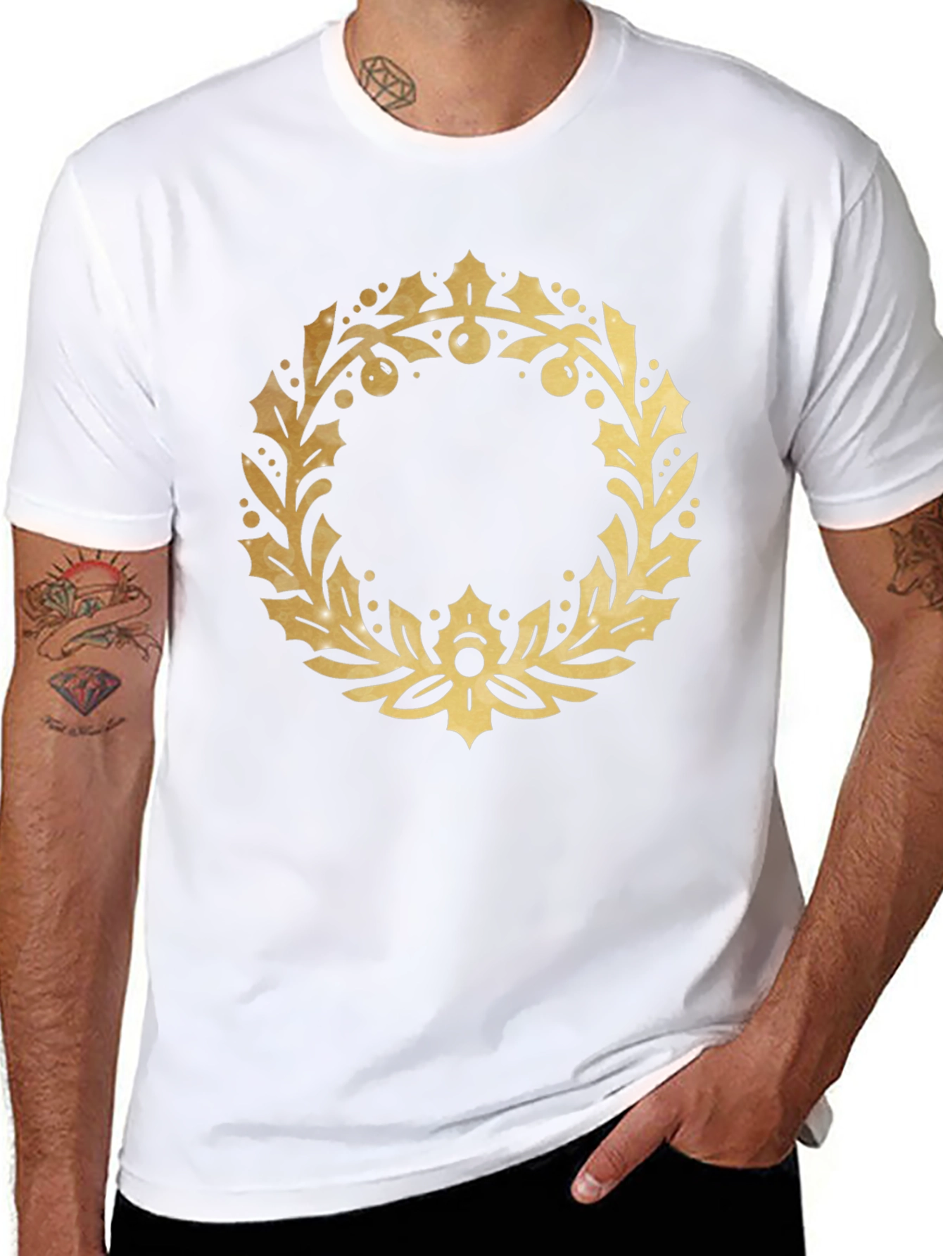 Gold Wreath Graphic Black T-Shirt