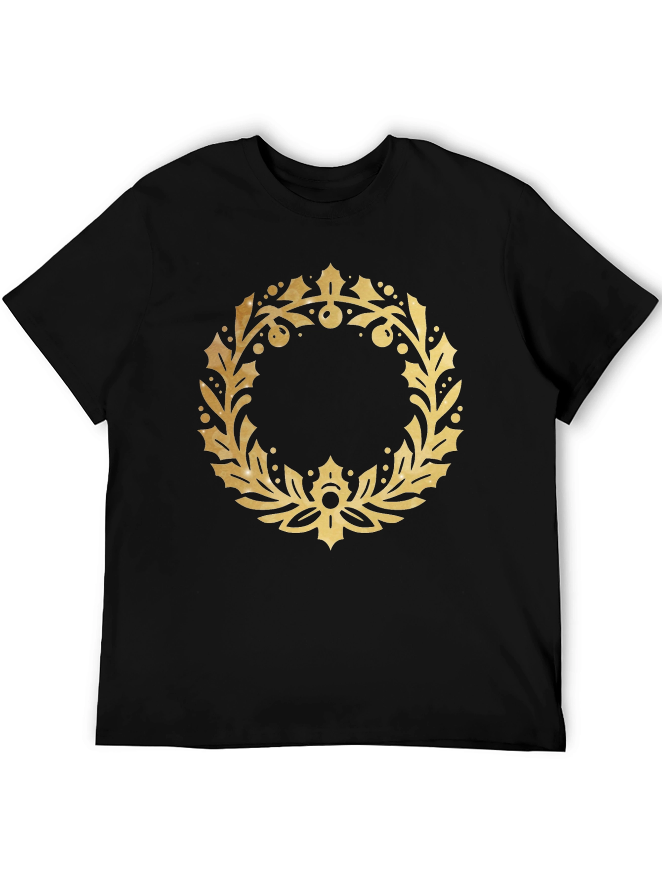 Gold Wreath Graphic Black T-Shirt