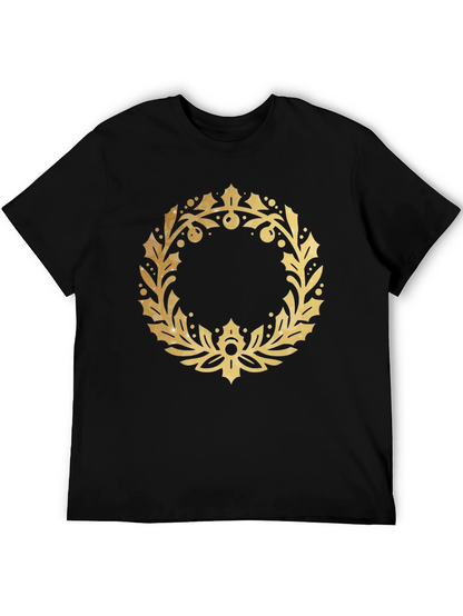 Gold Wreath Graphic Black T-Shirt