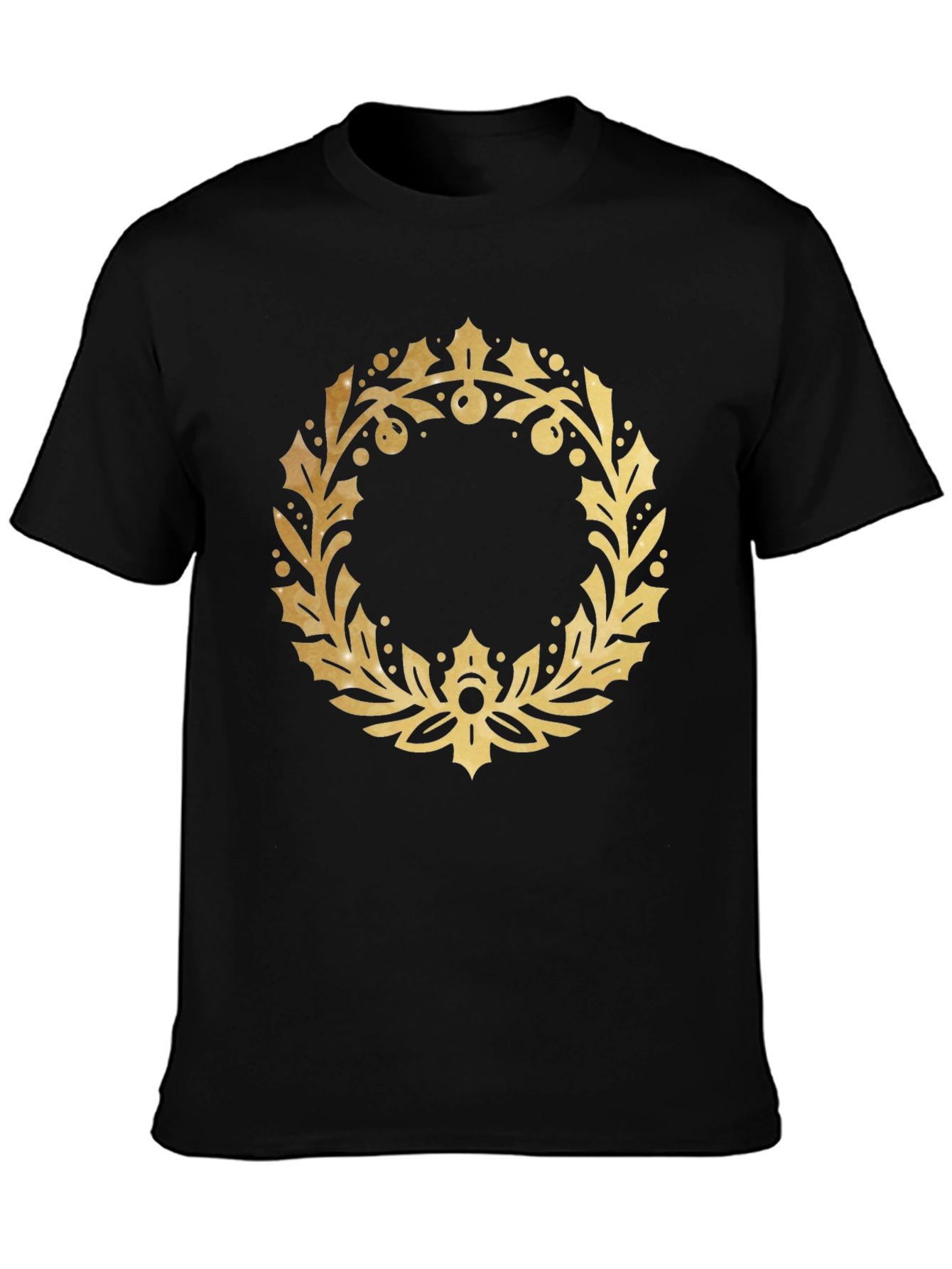 Gold Wreath Graphic Black T-Shirt