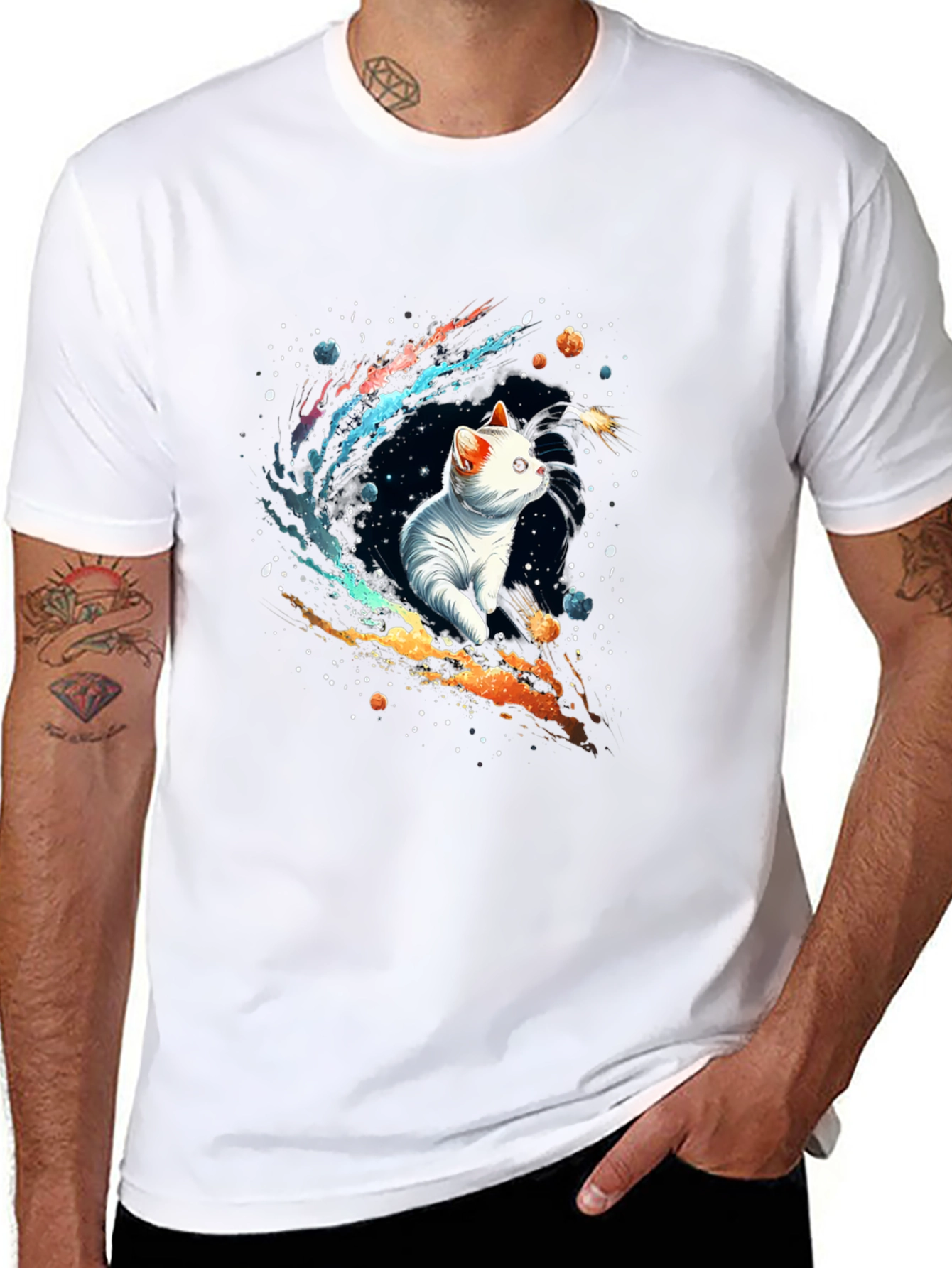 Cosmic Cat T-Shirt - Galaxy Kitten Tee