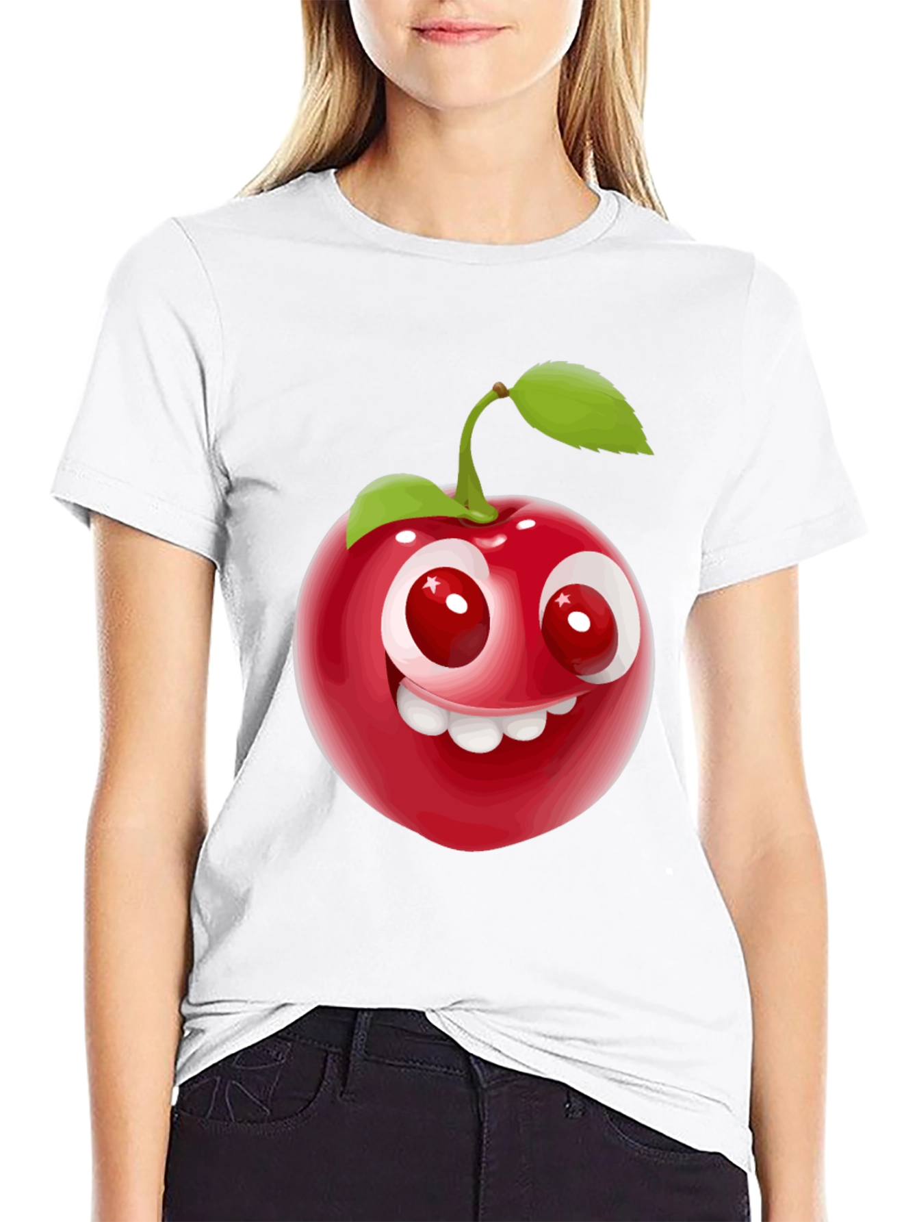 Cherry Face Graphic T-Shirt - Fun and Playful Style