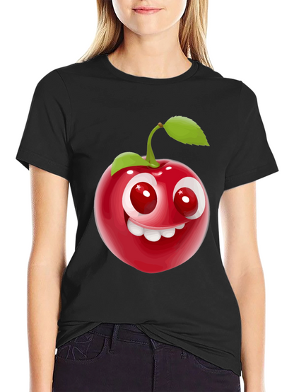 Cherry Face Graphic T-Shirt - Fun and Playful Style