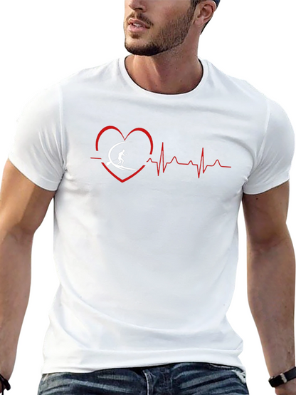 Surfing Heartbeat Graphic Tee - Mens Black T-Shirt