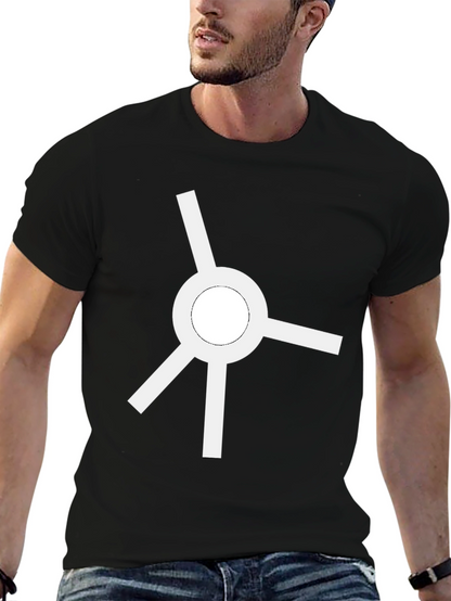 Minimalist White Roundabout Graphic Black T-Shirt