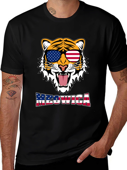 Meowica Tiger Graphic T-Shirt - Patriotic Style