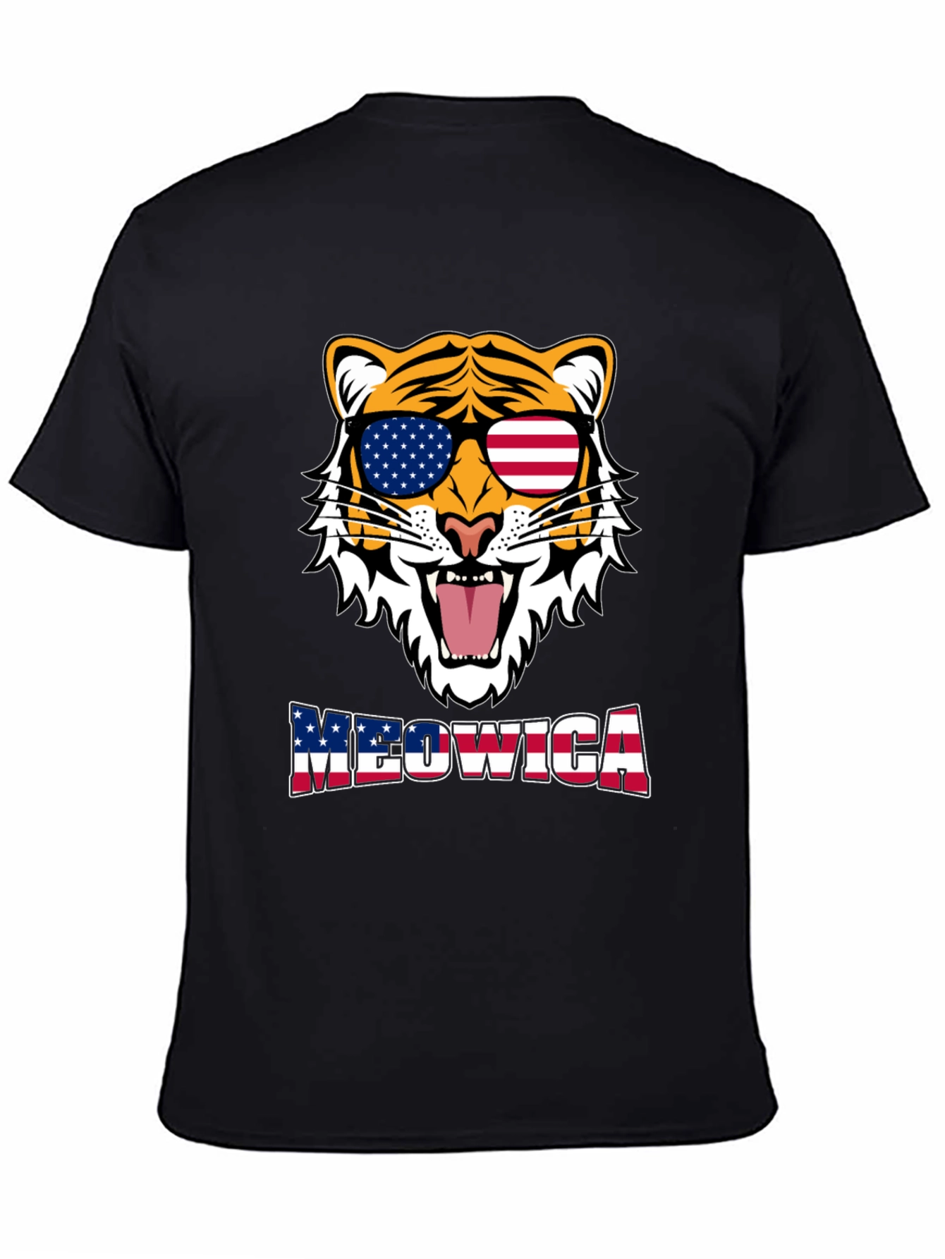 Meowica Tiger Graphic T-Shirt - Patriotic Style