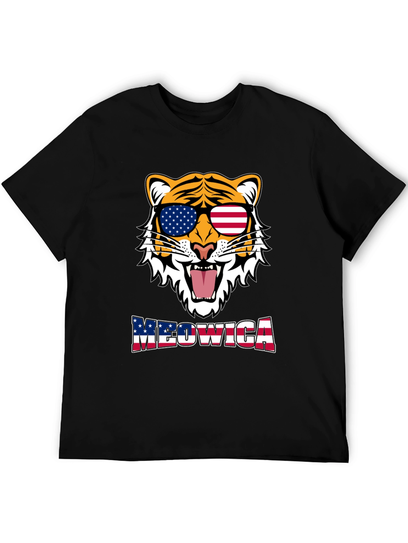Meowica Tiger Graphic T-Shirt - Patriotic Style