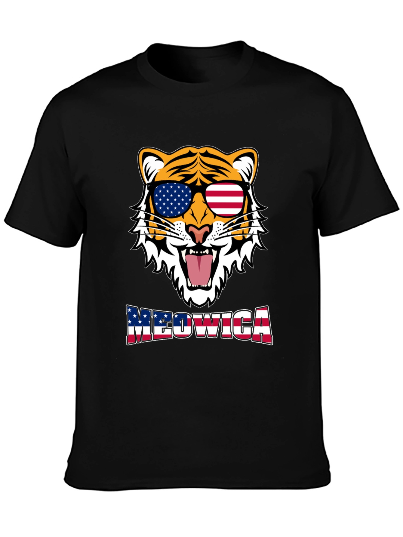 Meowica Tiger Graphic T-Shirt - Patriotic Style