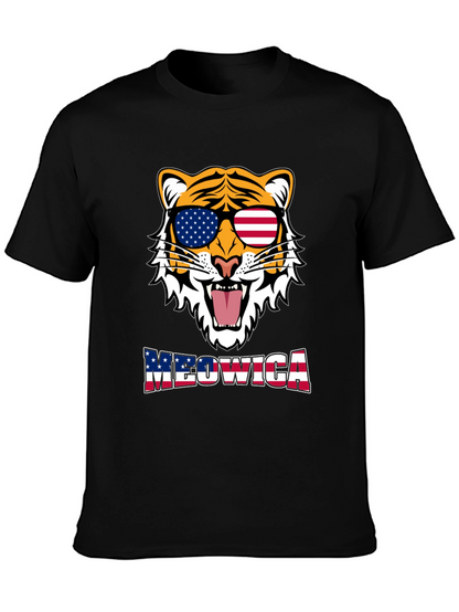 Meowica Tiger Graphic T-Shirt - Patriotic Style