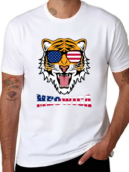 Meowica Tiger Graphic T-Shirt - Patriotic Style