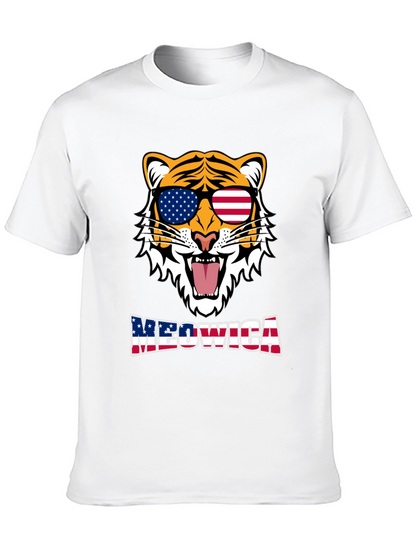 Meowica Tiger Graphic T-Shirt - Patriotic Style