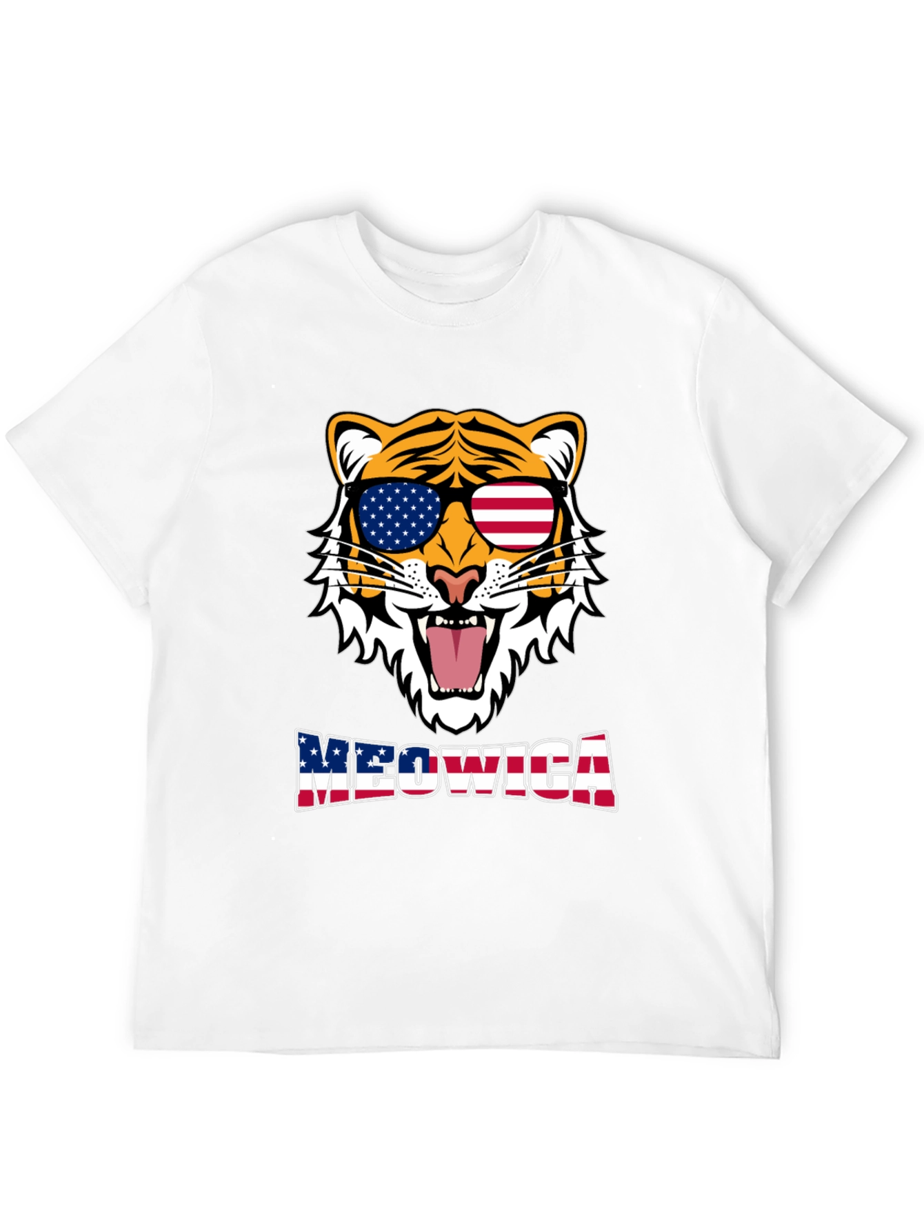 Meowica Tiger Graphic T-Shirt - Patriotic Style