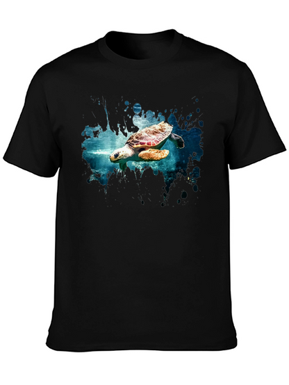 Sea Turtle Graphic Print Black T-Shirt