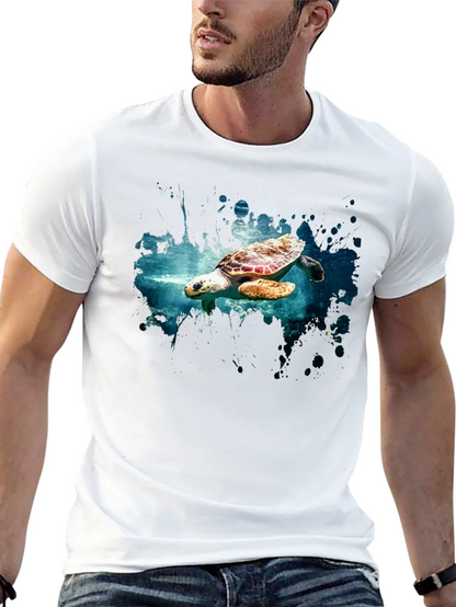 Sea Turtle Graphic Print Black T-Shirt