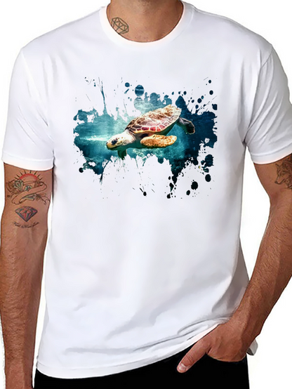 Sea Turtle Graphic Print Black T-Shirt