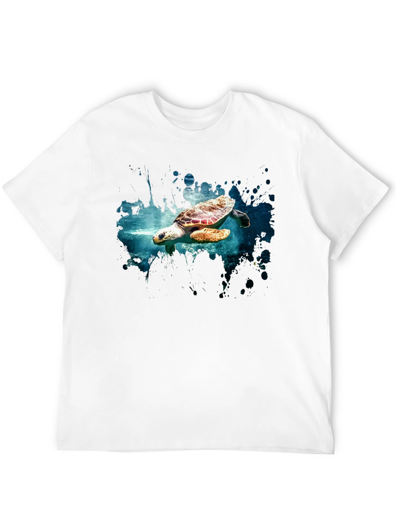 Sea Turtle Graphic Print Black T-Shirt