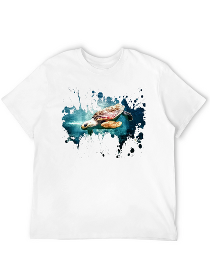 Sea Turtle Graphic Print Black T-Shirt