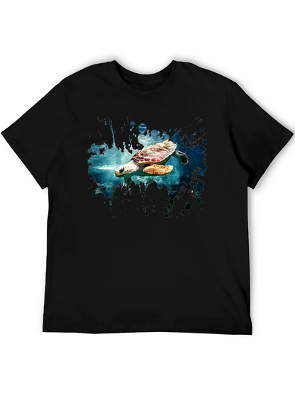 Sea Turtle Graphic Print Black T-Shirt