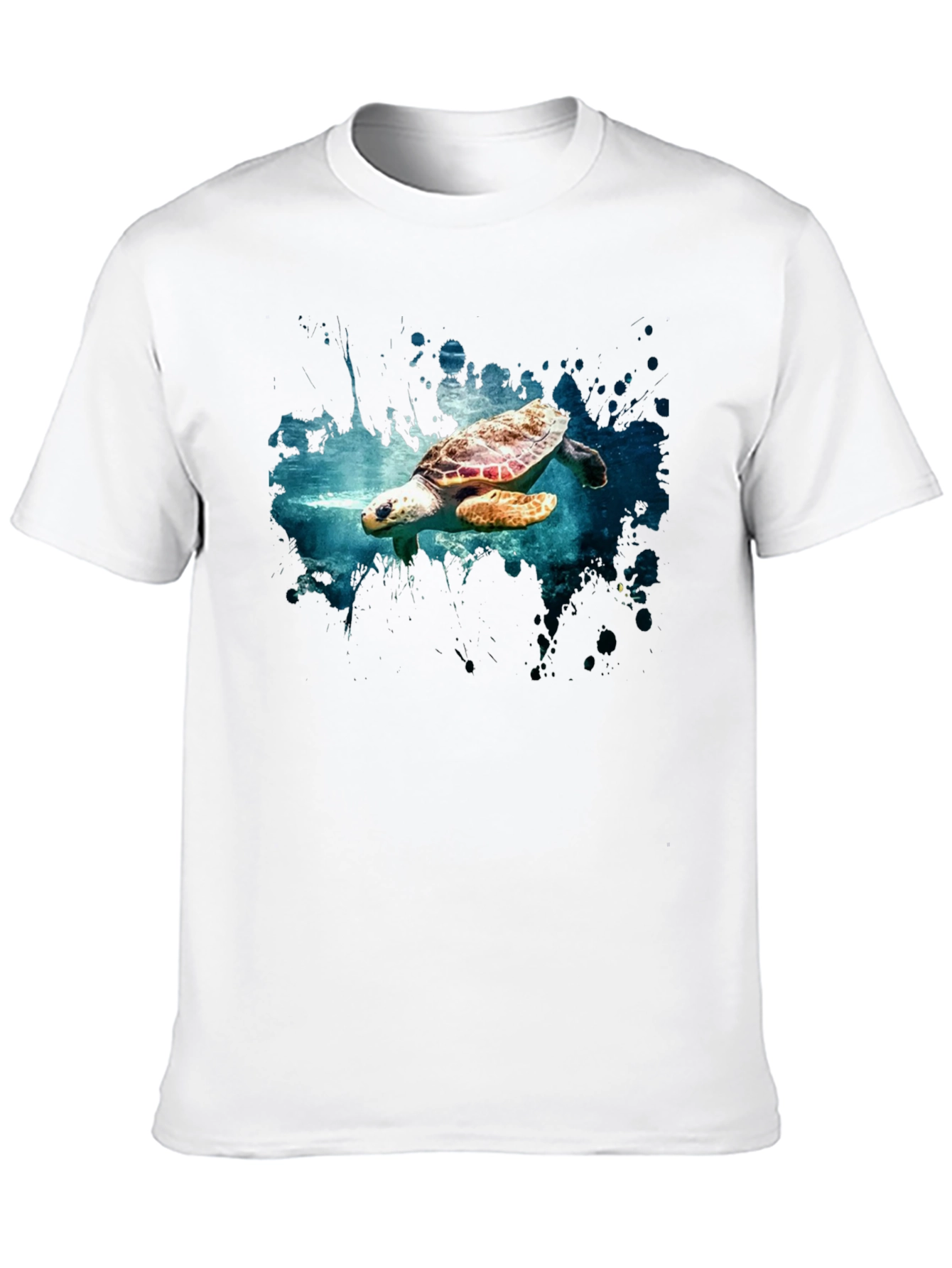 Sea Turtle Graphic Print Black T-Shirt