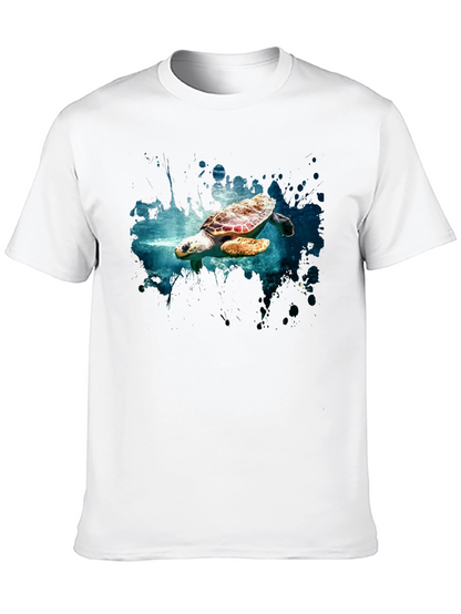 Sea Turtle Graphic Print Black T-Shirt