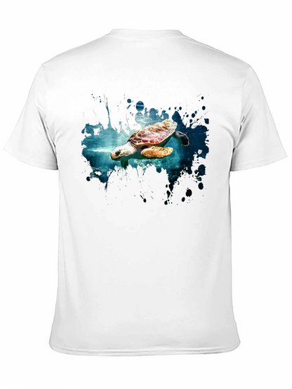 Sea Turtle Graphic Print Black T-Shirt