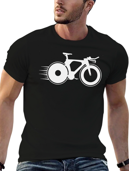 Mens Black T-Shirt with Bicycle Graphic