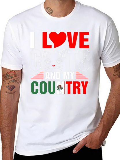 I Love Cats and My Country Graphic T-Shirt