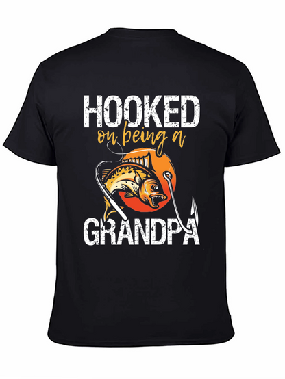 Hooked on Being a Grandpa T-Shirt Fishing Design
