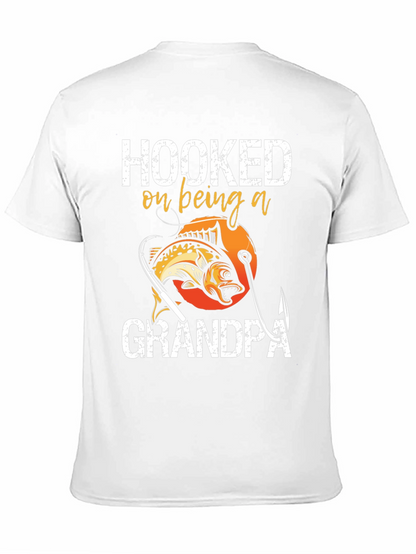 Hooked on Being a Grandpa T-Shirt Fishing Design