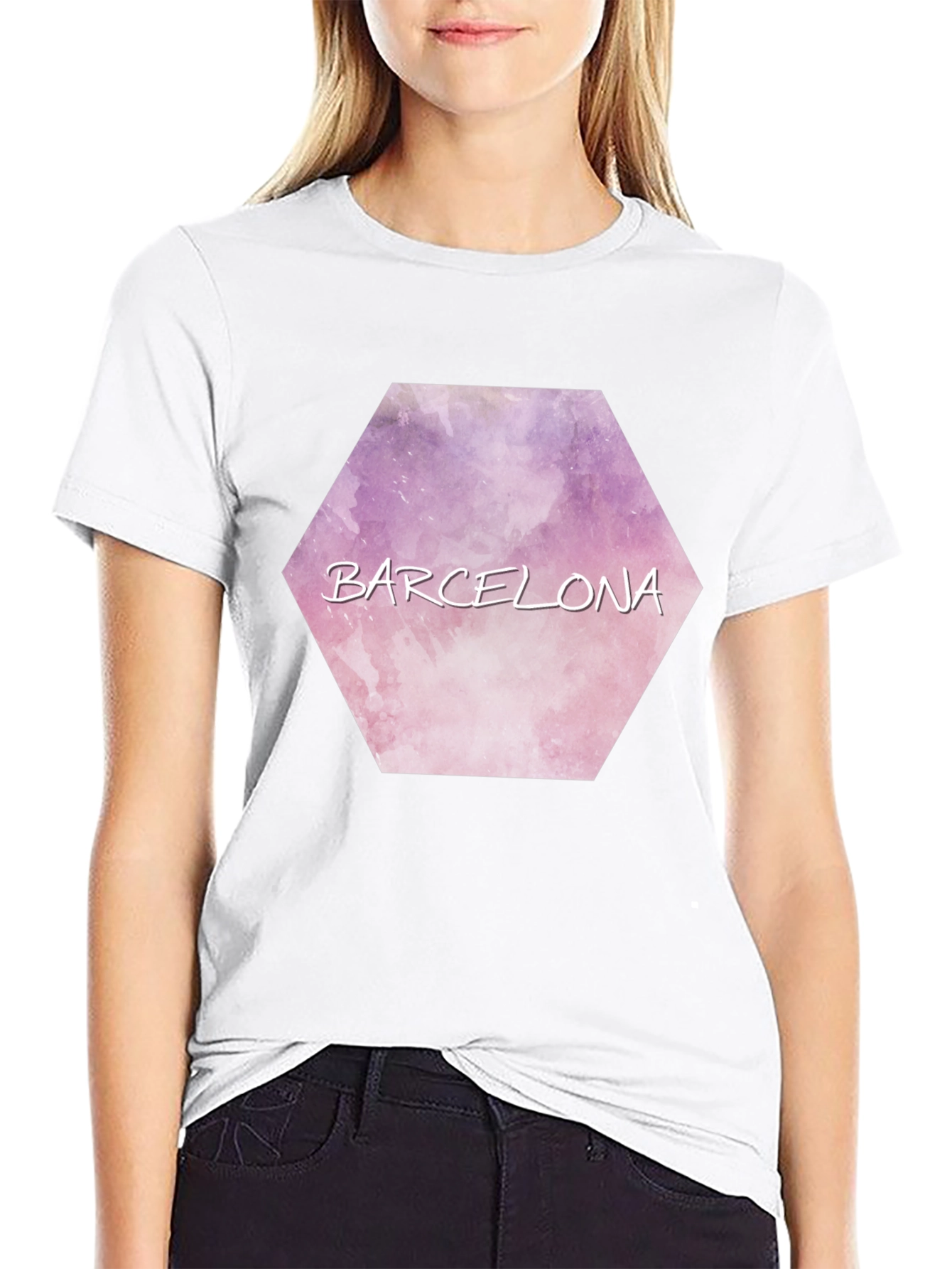 Barcelona Watercolor Hexagon T-Shirt
