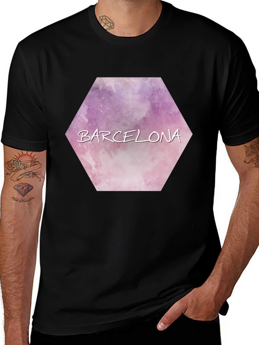 Barcelona Watercolor Hexagon T-Shirt