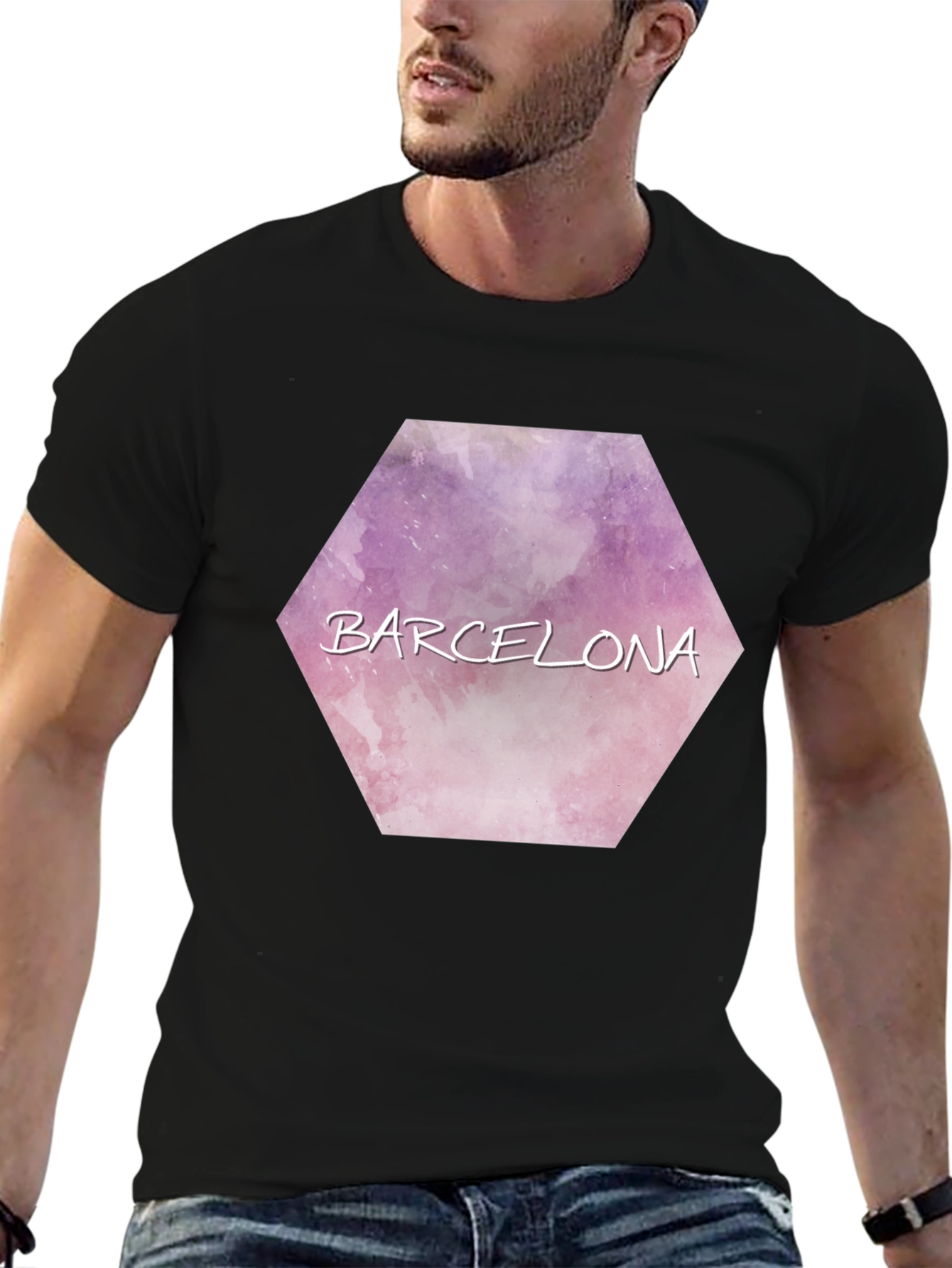 Barcelona Watercolor Hexagon T-Shirt