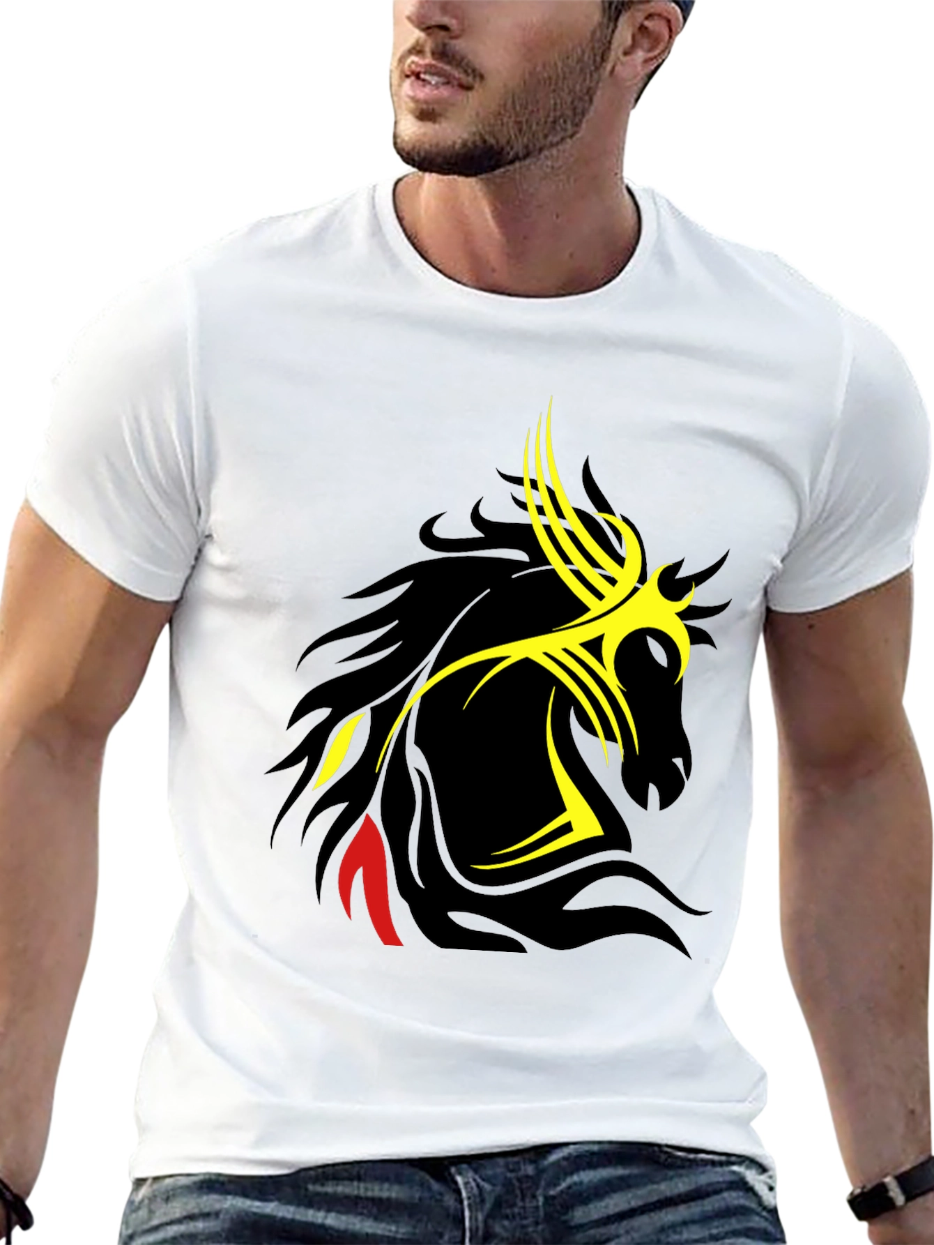 Tribal Horse Graphic Black T-Shirt