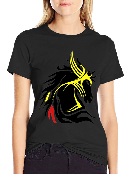 Tribal Horse Graphic Black T-Shirt
