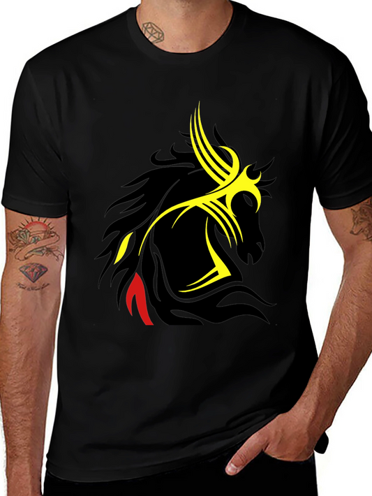 Tribal Horse Graphic Black T-Shirt