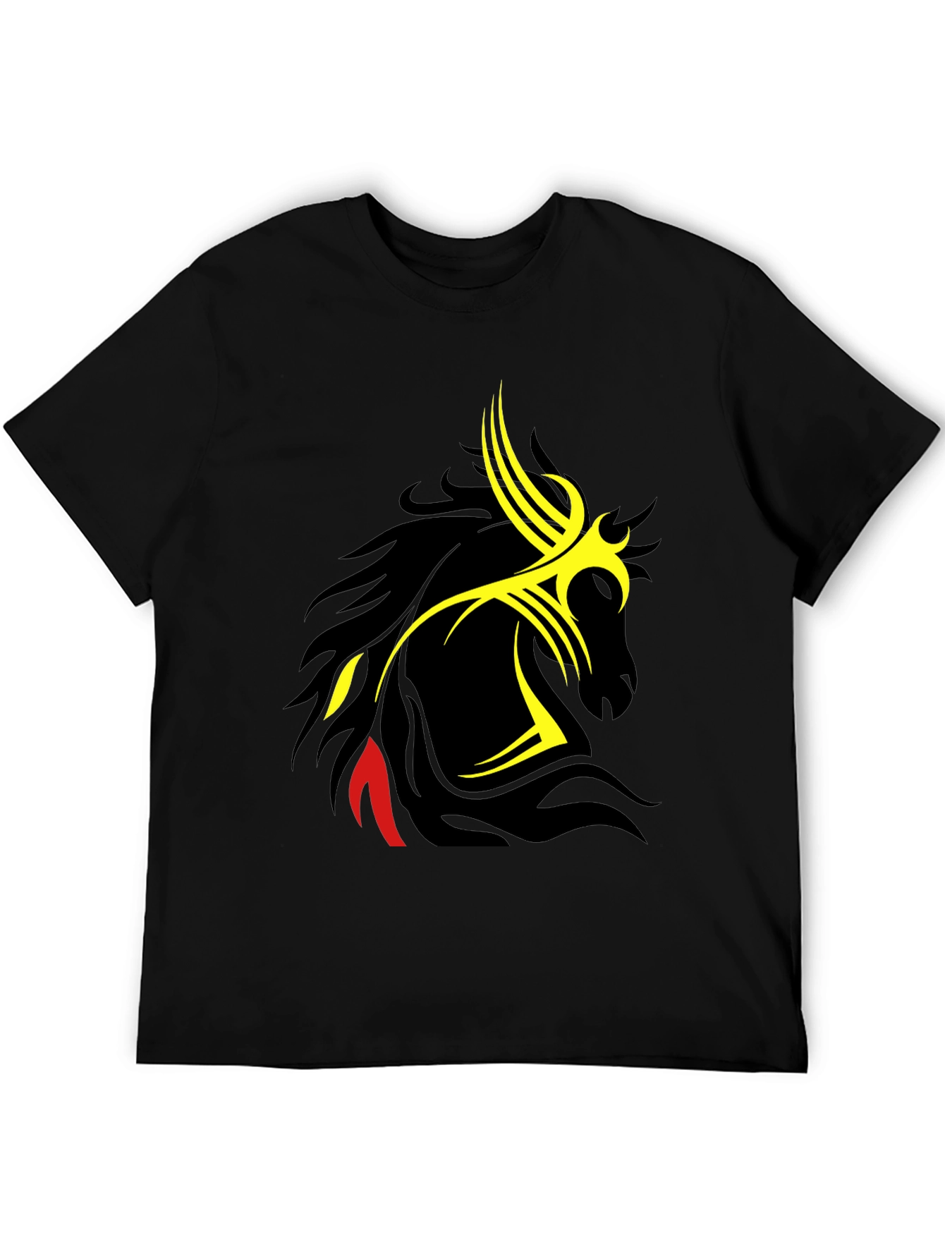 Tribal Horse Graphic Black T-Shirt