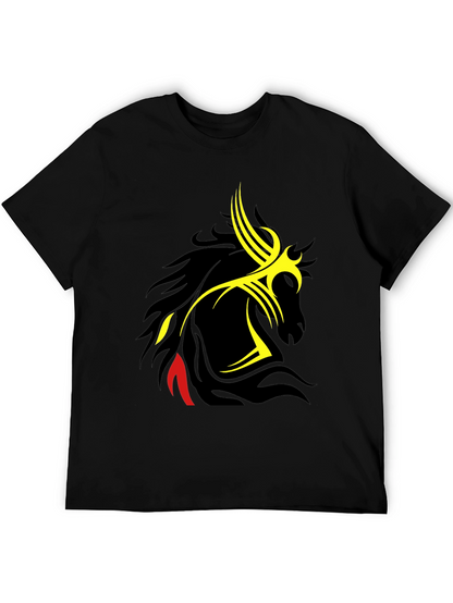 Tribal Horse Graphic Black T-Shirt