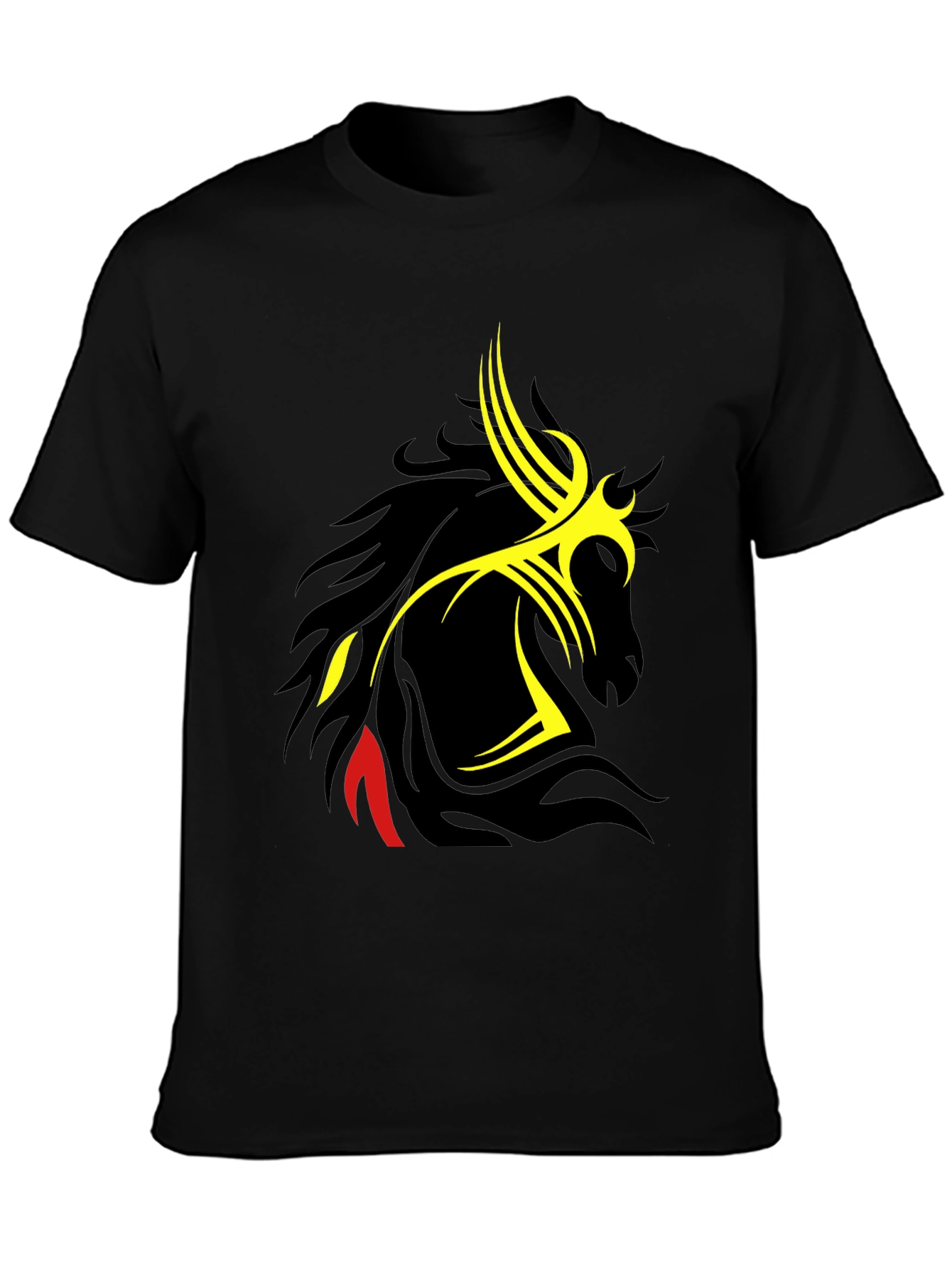 Tribal Horse Graphic Black T-Shirt